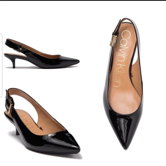 Calvin Klein Luka Patent Slingback Kitten Heel - Picture 10 of 10